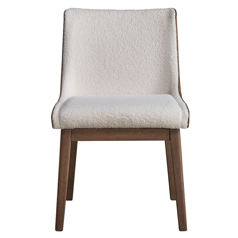 ACME - Ginny Side Chair (Set of 2) in White Boucle/Brown Velvet/Walnut