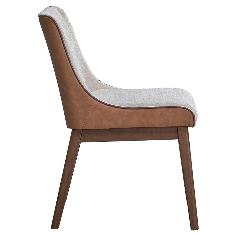 ACME - Ginny Side Chair (Set of 2) in White Boucle/Brown Velvet/Walnut