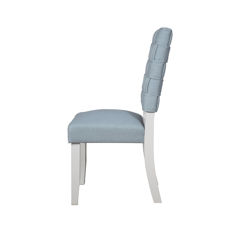 ACME - Saree Side Chair (Set of 2) in Light Teal Chenille/White