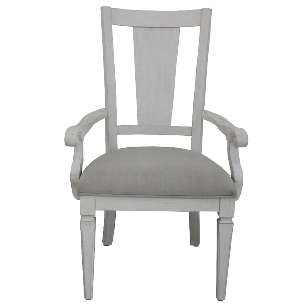 ACME - Katia Arm Chair (Set of 2) in Light Gray Linen/Weathered White