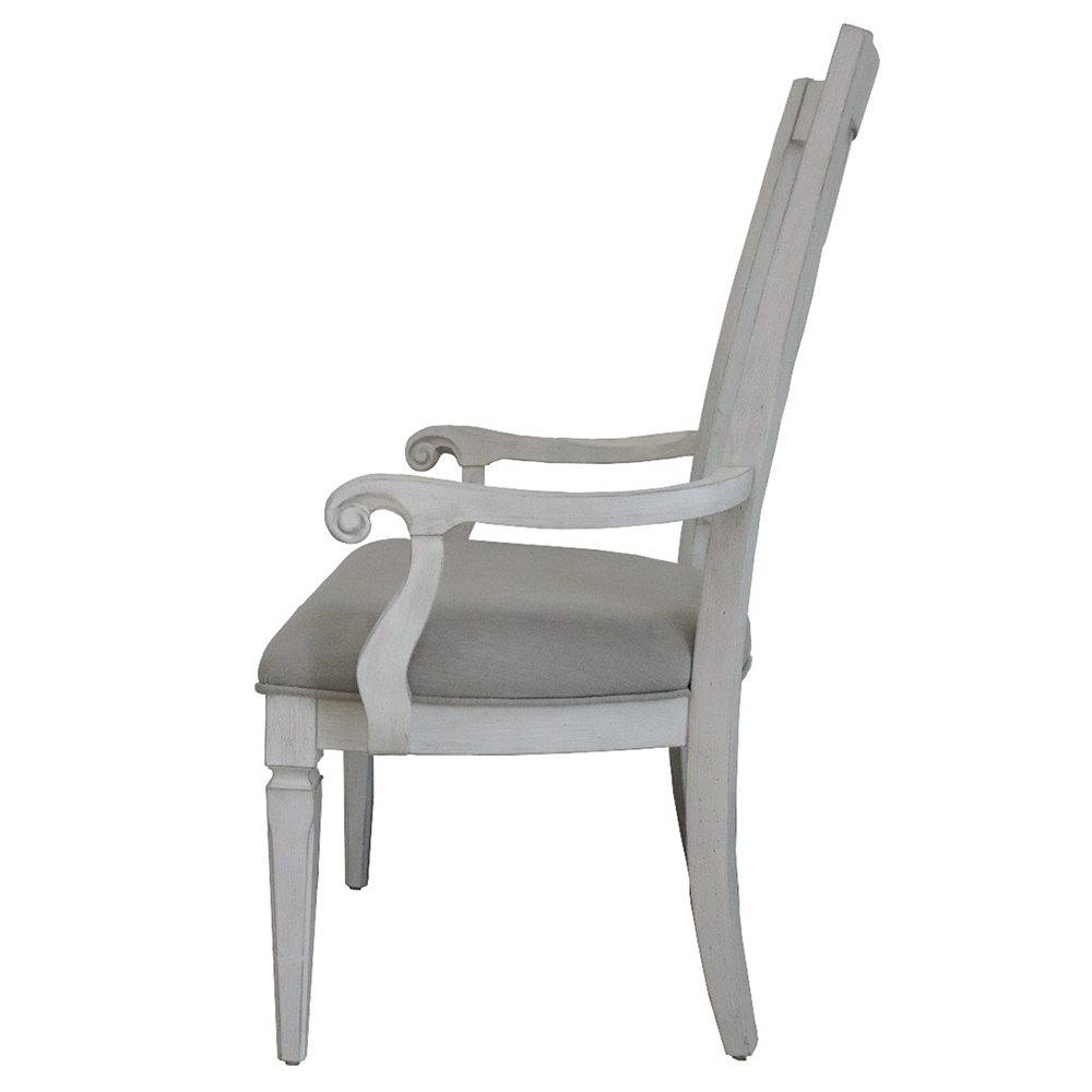 ACME - Katia Arm Chair (Set of 2) in Light Gray Linen/Weathered White