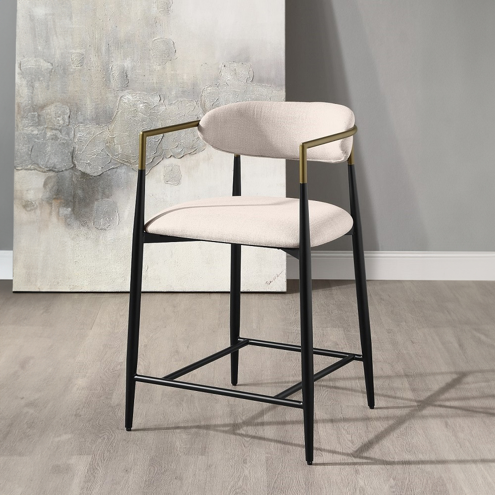 ACME Jaramillo Counter Height Chair - Beige/Black