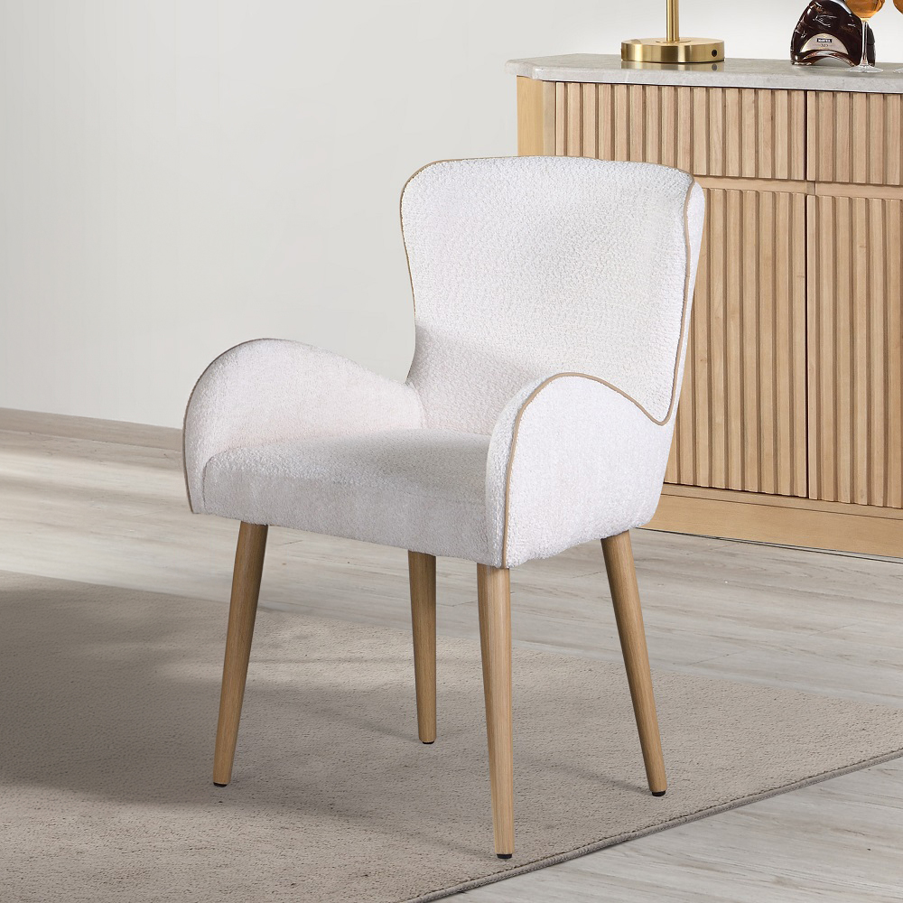 ACME - Qwin Side Chair (Set of 2) in Beige Boucle/Oak