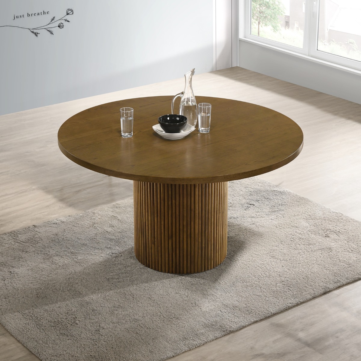 ACME - Hezrai Round Dining Table in Walnut