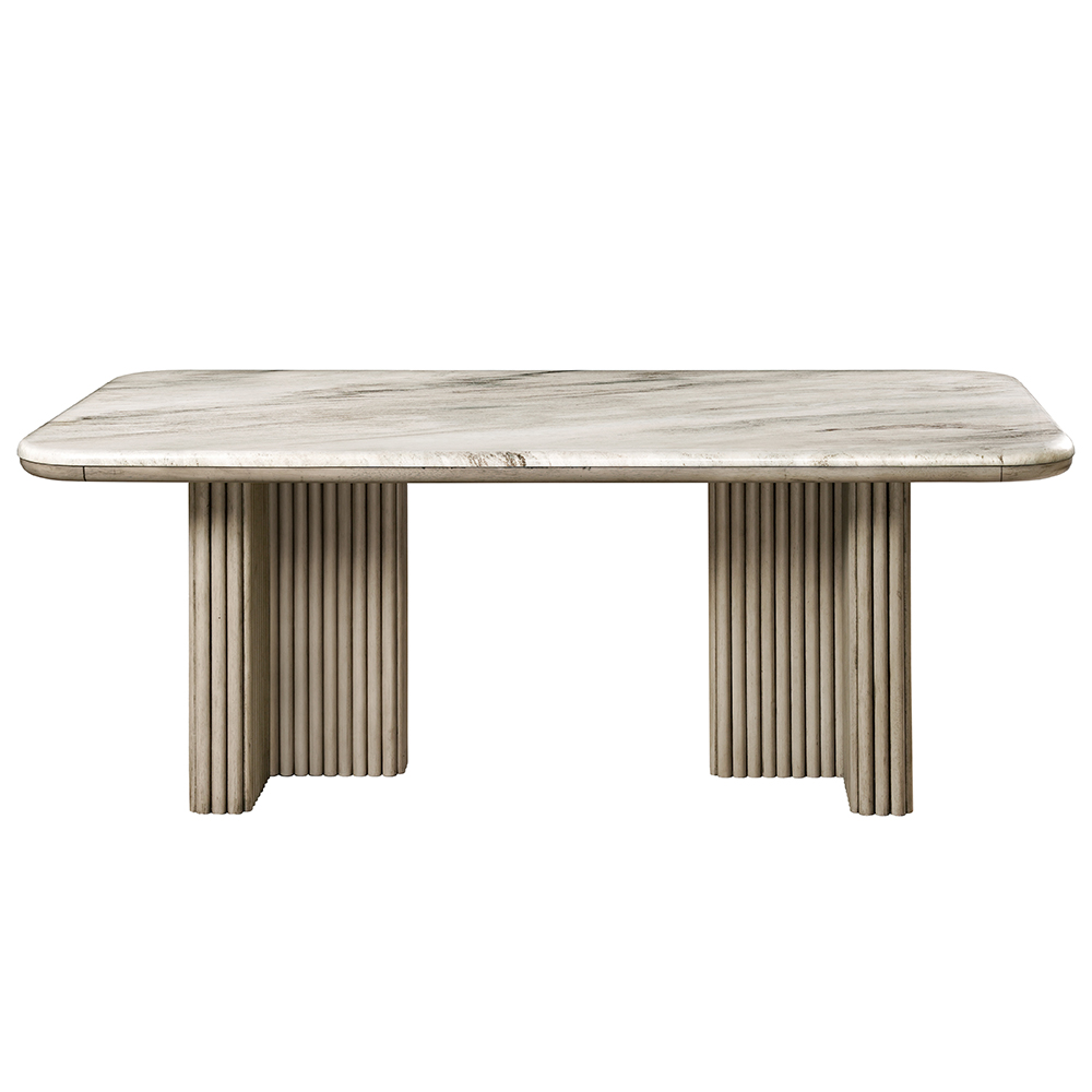 ACME - Charity Dining Table in Natural Marble Top/Gray Oak