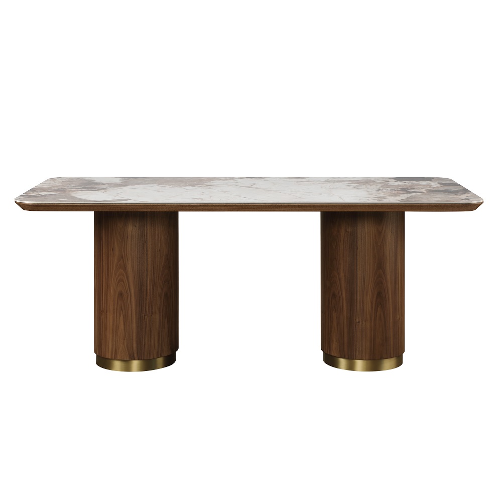 ACME - Willene Dining Table with Ceramic Top in Ceramic Top/Walnut