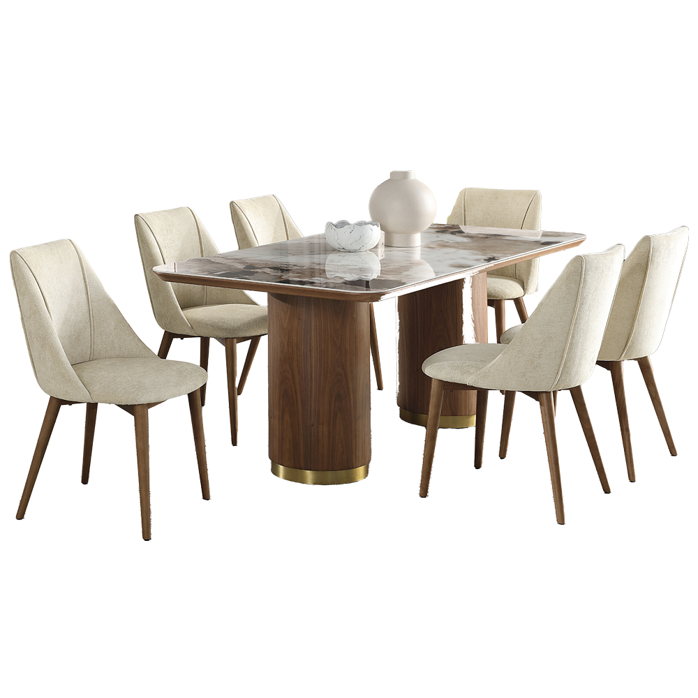 ACME - Willene Dining Table with Ceramic Top in Ceramic Top/Walnut