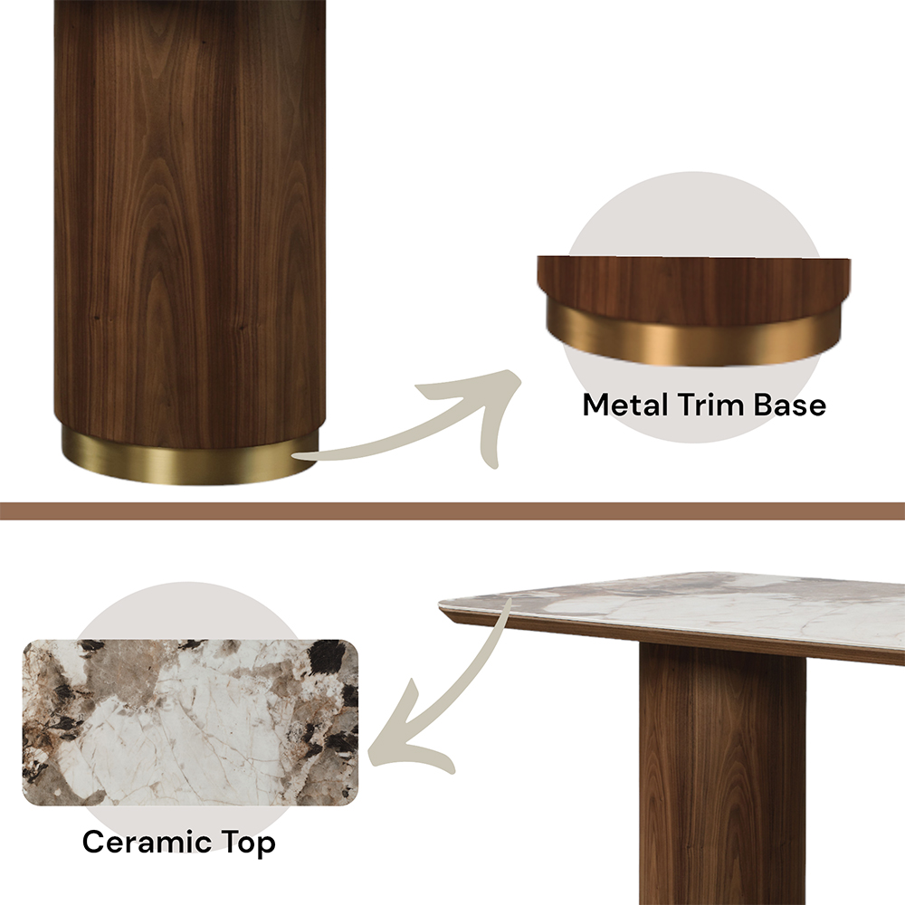 ACME - Willene Dining Table with Ceramic Top in Ceramic Top/Walnut