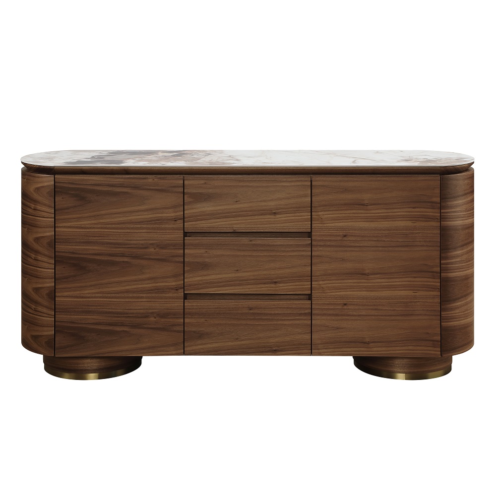 ACME - Willene Server with Ceramic Top in Ceramic Top/Walnut