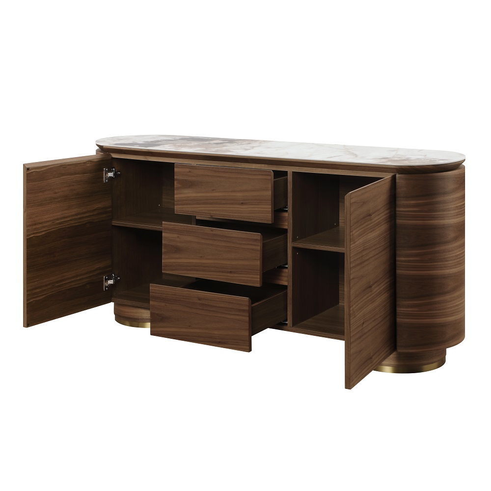 ACME - Willene Server with Ceramic Top in Ceramic Top/Walnut