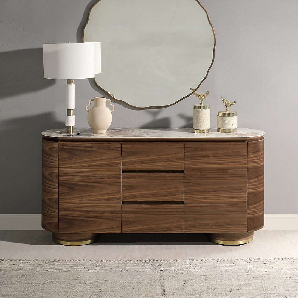 ACME - Willene Server with Ceramic Top in Ceramic Top/Walnut