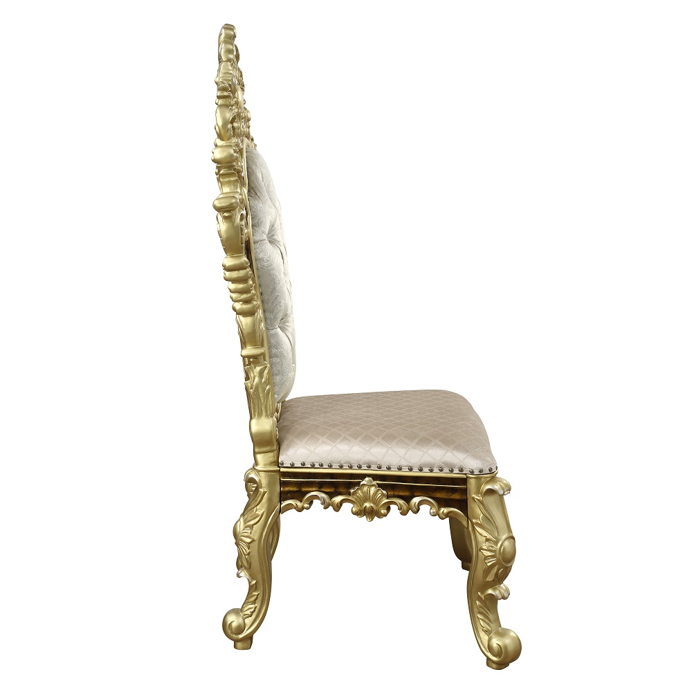 ACME - Desiderius Side Chair (Set of 2) in Antique Gold/Hand-Painted Brown