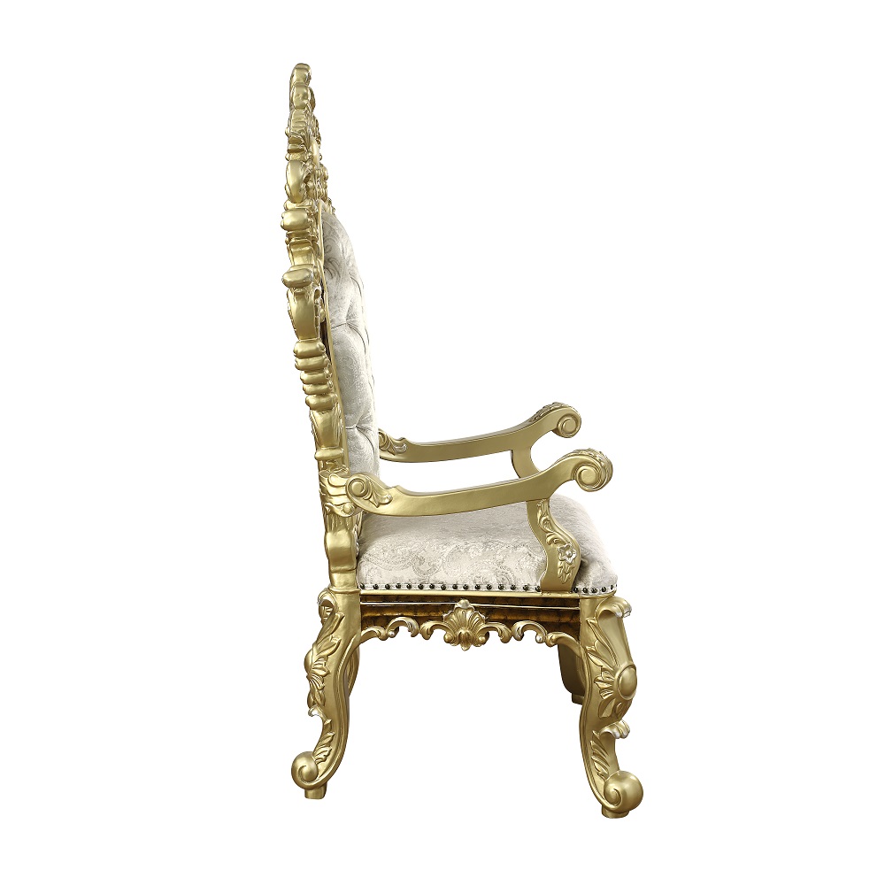 ACME - Desiderius Arm Chair (Set of 2) in Antique Gold/Hand-Painted Brown