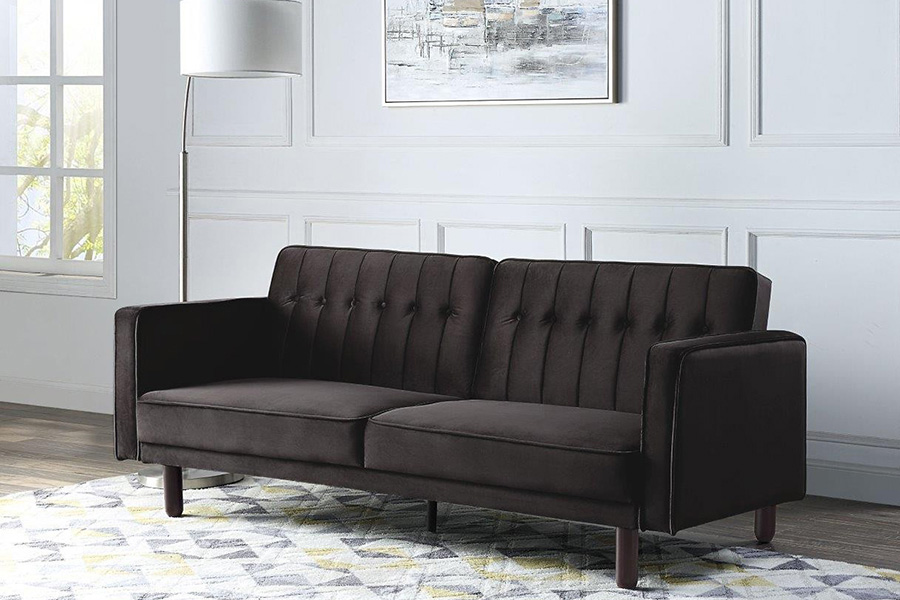 ACME Qinven Adjustable Sofa - Dark Brown Velvet