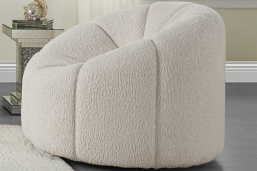 ACME - Osmash Chair with Swivel in White Teddy Sherpa