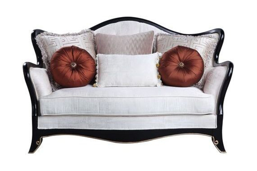 ACME - Nurmive Loveseat with 6 Pillows in Beige