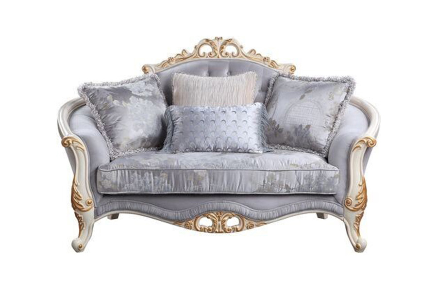 ACME - Galelvith Loveseat with 4 Pillows in Gray