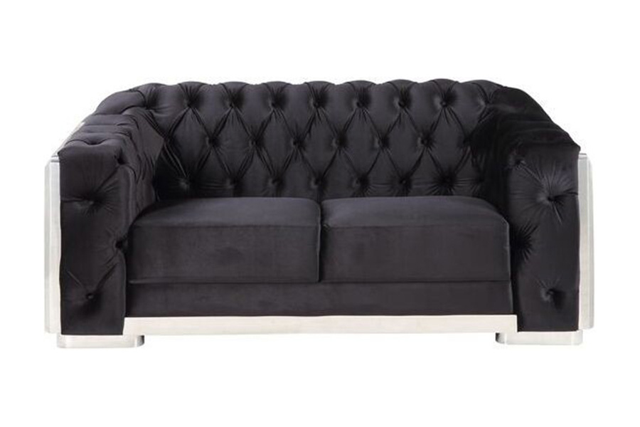 ACME - Pyroden Loveseat in Black/Chrome