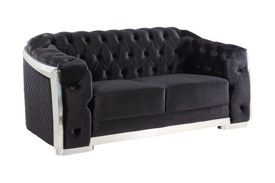 ACME - Pyroden Loveseat in Black/Chrome