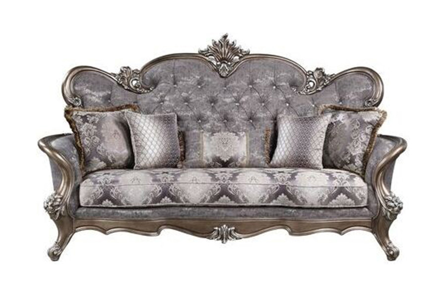 ACME - Elozzol Sofa with 5 Pillows in Antique Bronze