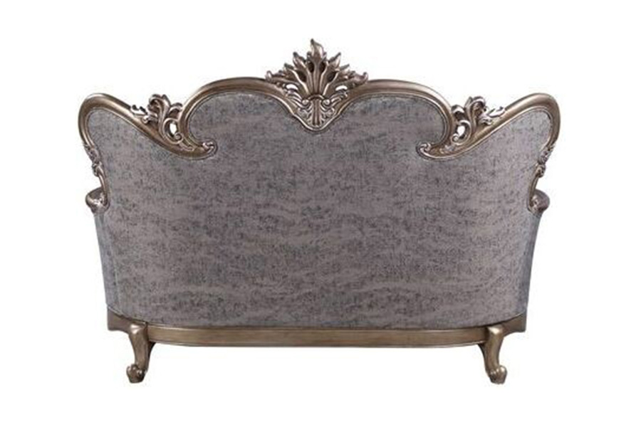 ACME - Elozzol Loveseat with 3 Pillows in Antique Bronze