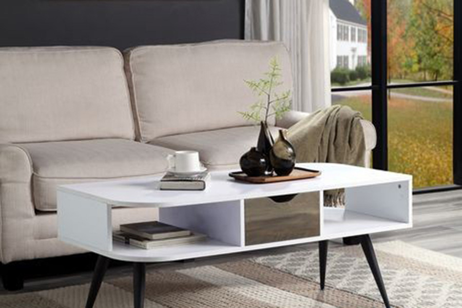 ACME - Halima Coffee Table in White/Black