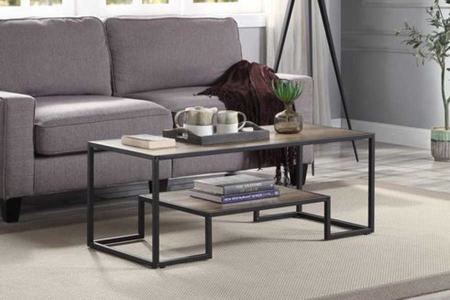 ACME - Idella Coffee Table in Rustic Oak/Black