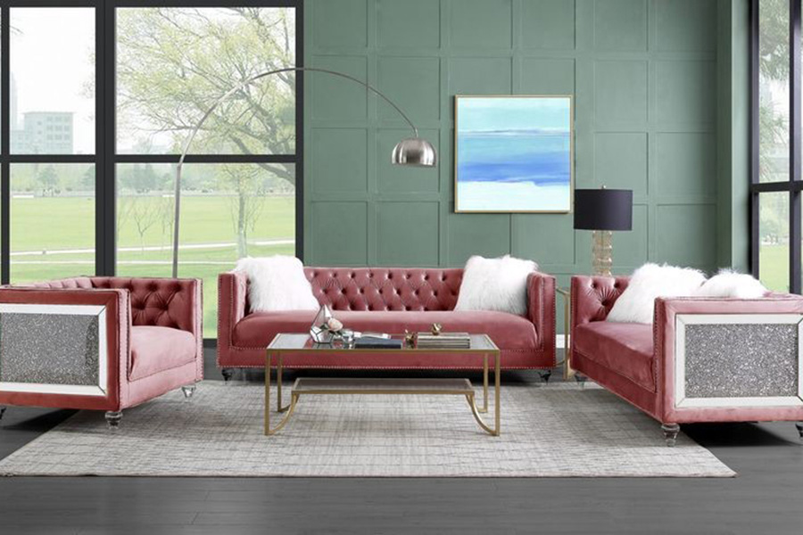 ACME Heibero II Sofa with 2 Pillows - Red