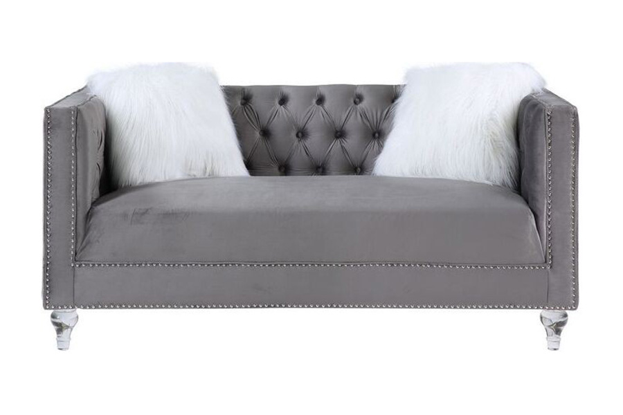 ACME Heibero II Loveseat with 2 Pillows - Gray