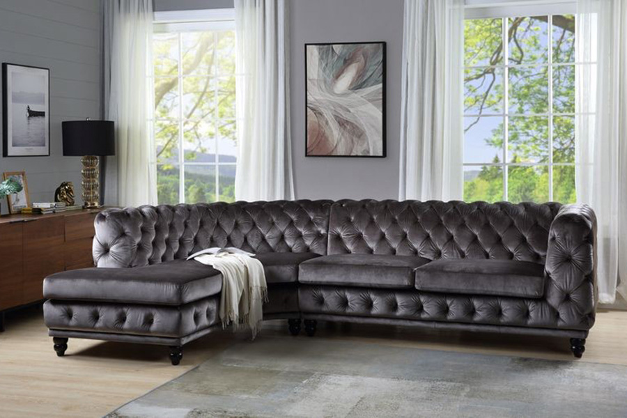 ACME - Atesis Sectional Sofa in Dark Gray