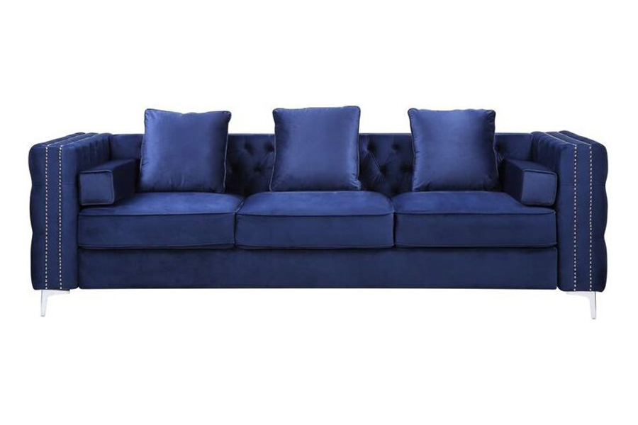 ACME Bovasis Sofa with 5 Pillows - Blue Velvet