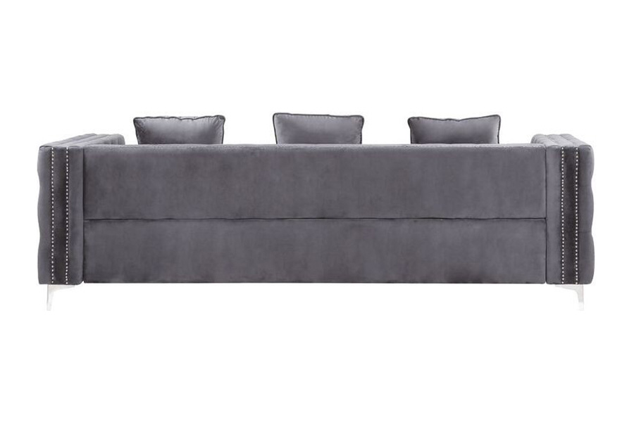 ACME Bovasis Sofa with 5 Pillows - Gray Velvet