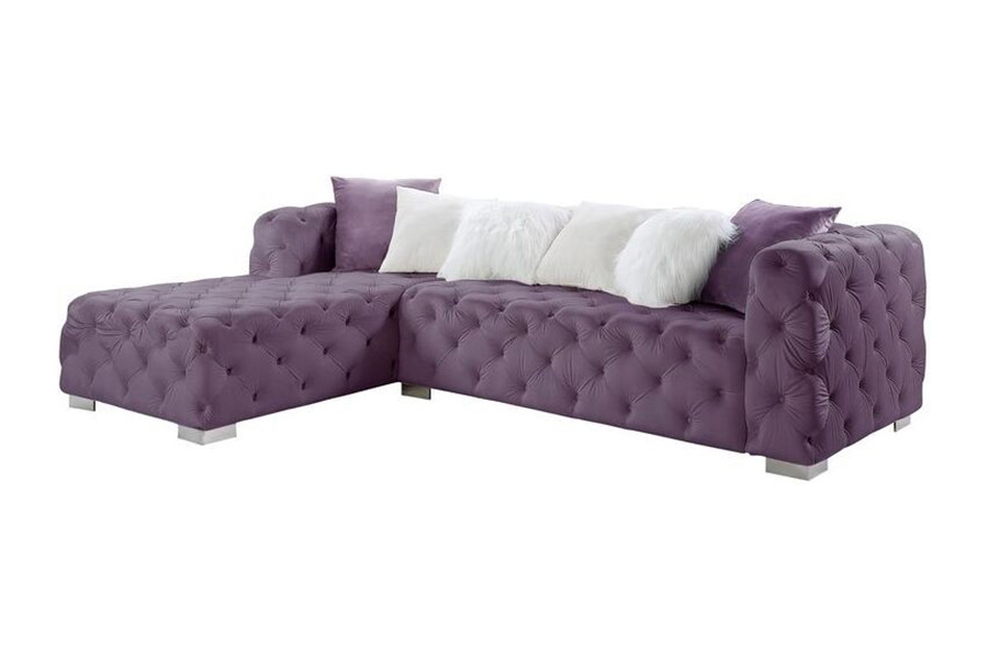 ACME - Qokmis Sectional Sofa with 6 Pillows