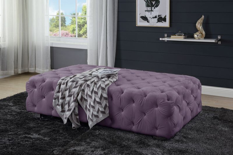 ACME Qokmis Sectional Ottoman - Purple Velvet