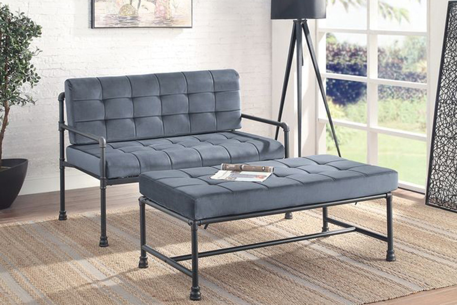 ACME - Brantley Loveseat in Gray/Sandy Gray