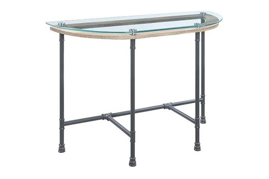 ACME - Brantley Sofa Table in Clear Glass/Sandy Gray