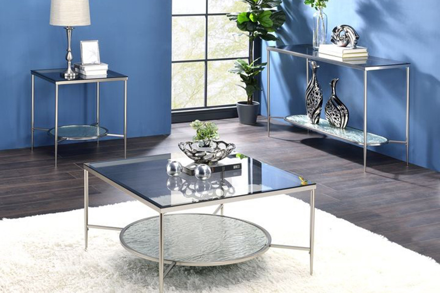 ACME - Adelrik Coffee Table in Glass/Chrome