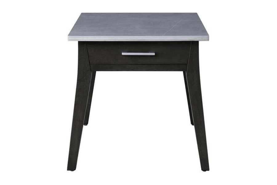 ACME - Zemocryss End Table in Sintered Stone Top/Dark Brown