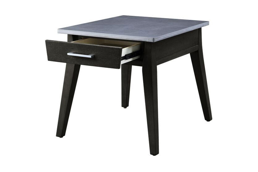 ACME - Zemocryss End Table in Sintered Stone Top/Dark Brown