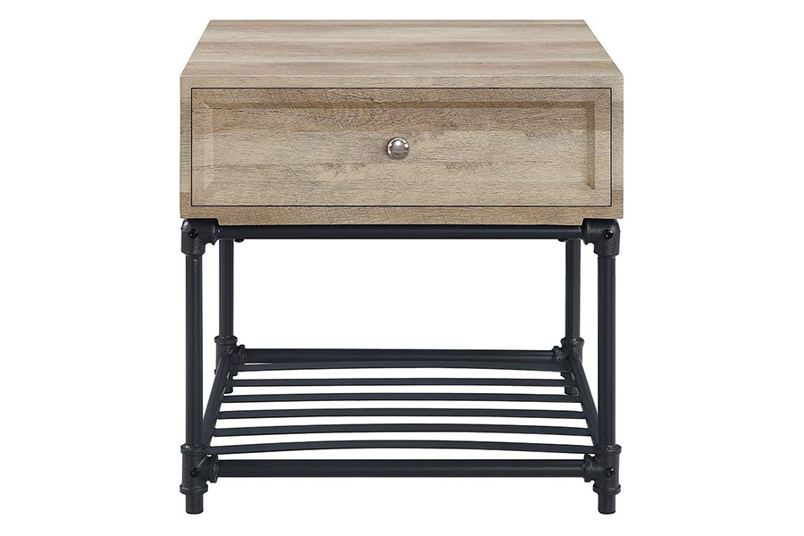 ACME - Brantley II End Table in Oak/Sandy Black