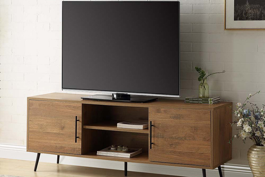 ACME Wafiya TV Stand - Rustic Wood and Black Finish