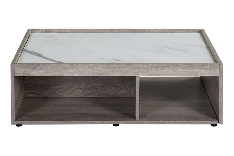 ACME - Walden Coffee Table in Faux Marble Top/Gray Oak