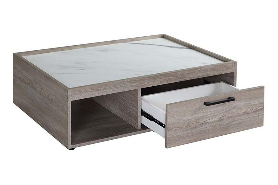 ACME - Walden Coffee Table in Faux Marble Top/Gray Oak