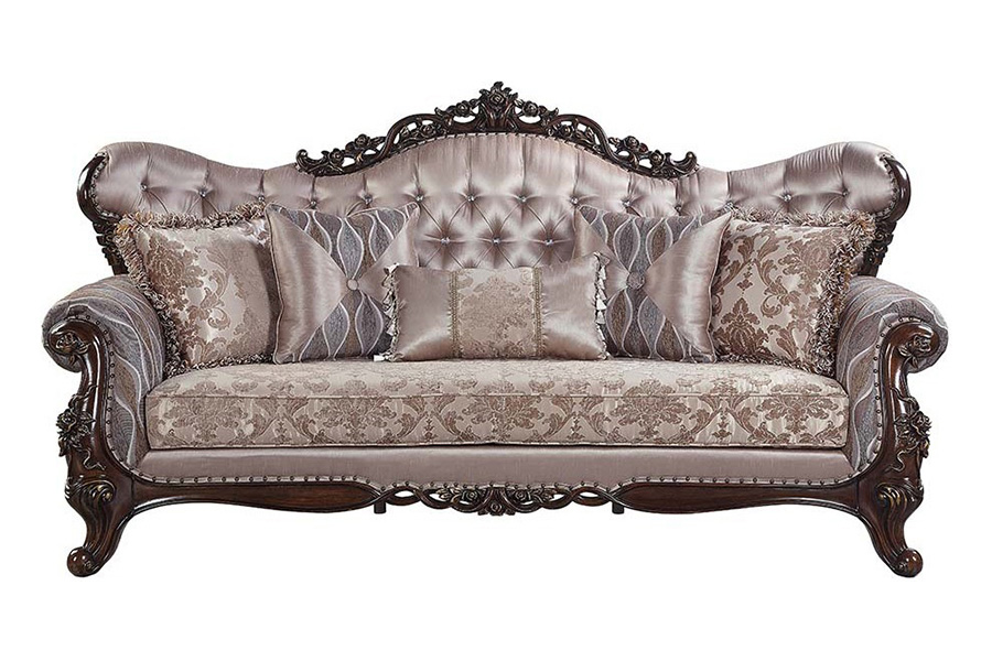 ACME - Benbek Sofa with 5 Pillows in Antique Oak