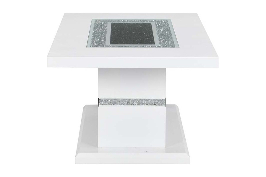 ACME - Elizaveta Coffee Table in Faux Crystal Diamonds/White High Gloss