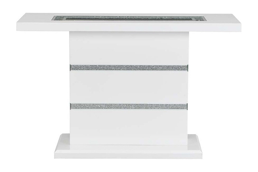 ACME - Elizaveta Sofa Table in Faux Crystal Diamonds/White High Gloss