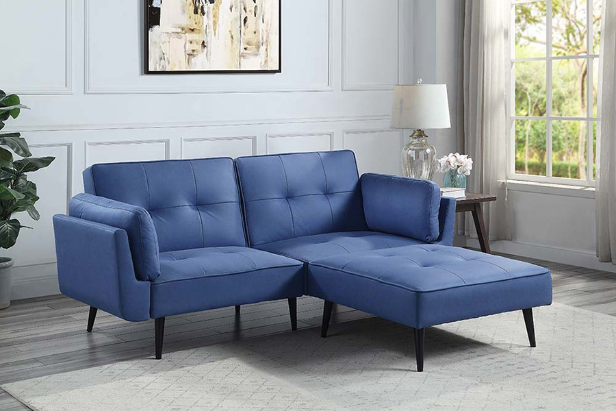 ACME - Nafisa Adjustable Sofa & Ottoman in Blue