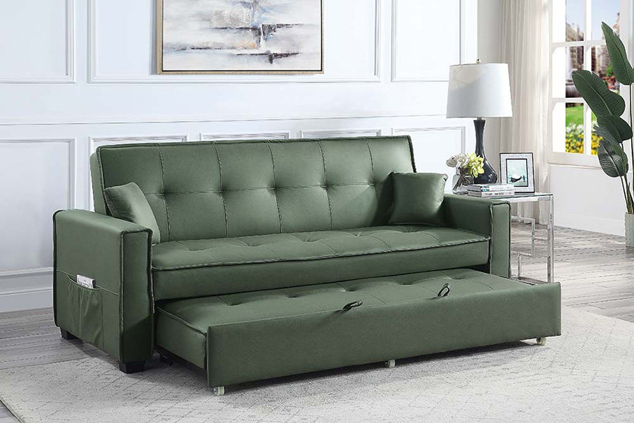 ACME - Octavio Adjustable Sofa with 2 Pillows in Green