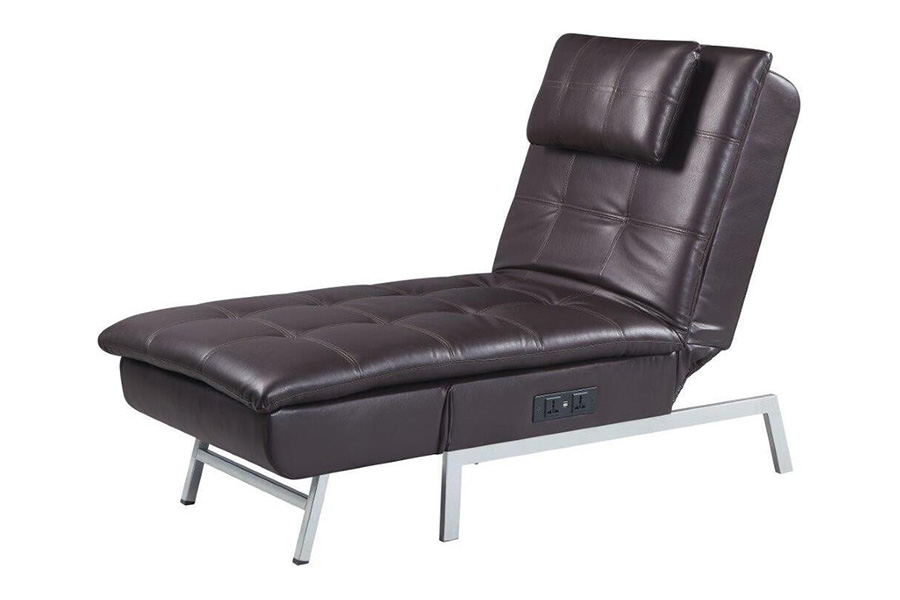 ACME™ Padilla Chaise Lounge with Pillow & Usb - Brown