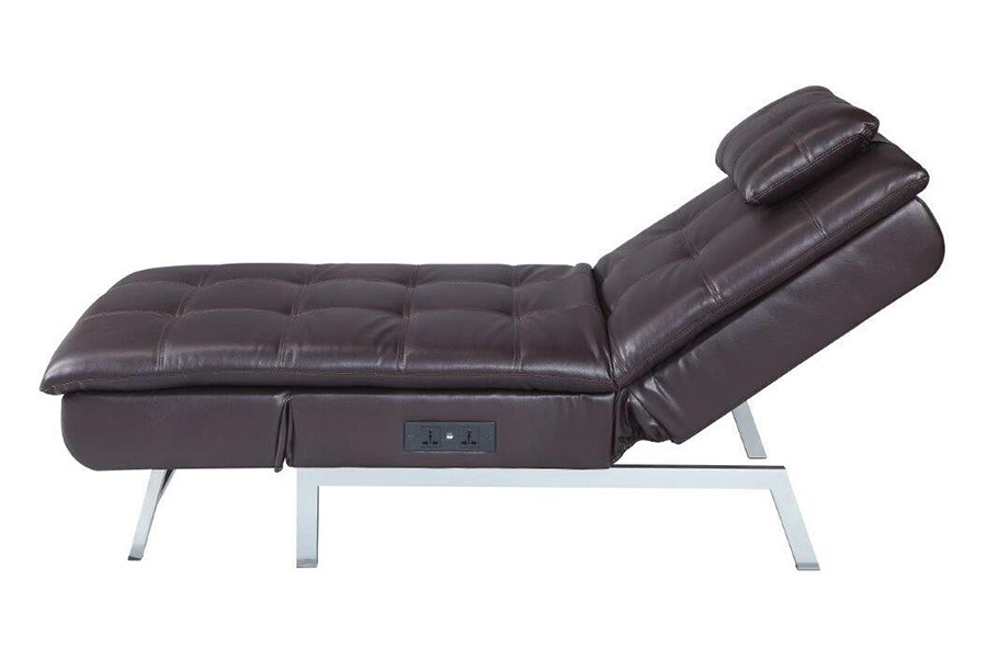 ACME™ Padilla Chaise Lounge with Pillow & Usb - Brown